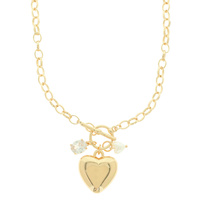JEWELED HEART TOGGLE NECKLACE
